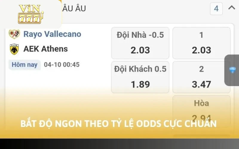 Cách Bắt Kèo Thơm Vin777 Bao Trúng 99% Từ Cao Thủ Lão Làng 3 Bắt độ ngon theo tỷ lệ odds cực chuẩn
